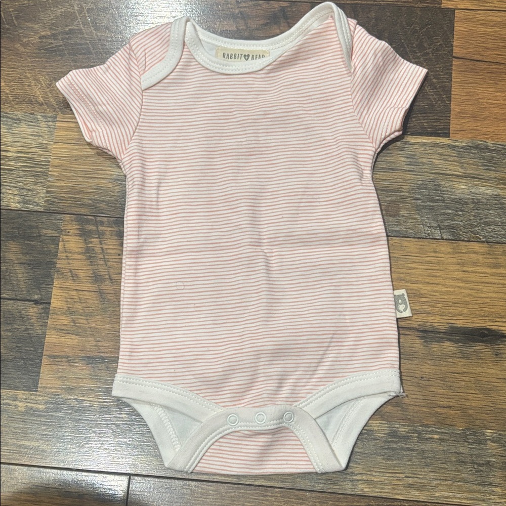 Robbie Bee Pink and White Striped Baby Bodysuit
